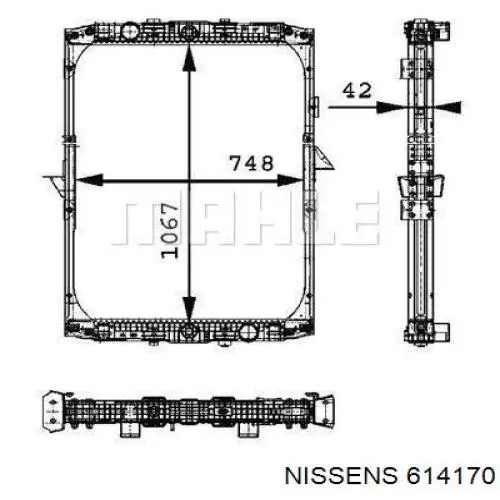 Radiador refrigeración del motor 614170 Nissens