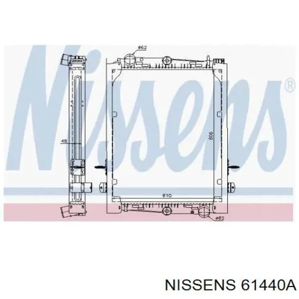 Radiador refrigeración del motor 61440A Nissens