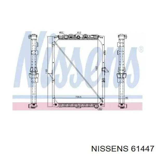 Radiador refrigeración del motor 61447 Nissens