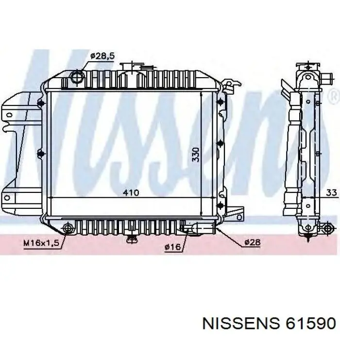 Radiador refrigeración del motor 61590 Nissens
