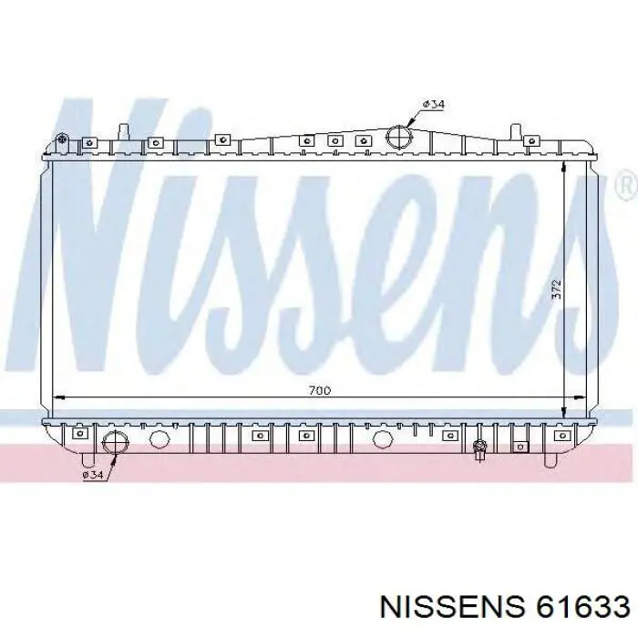 Радіатор охолодження двигуна 61633 Nissens