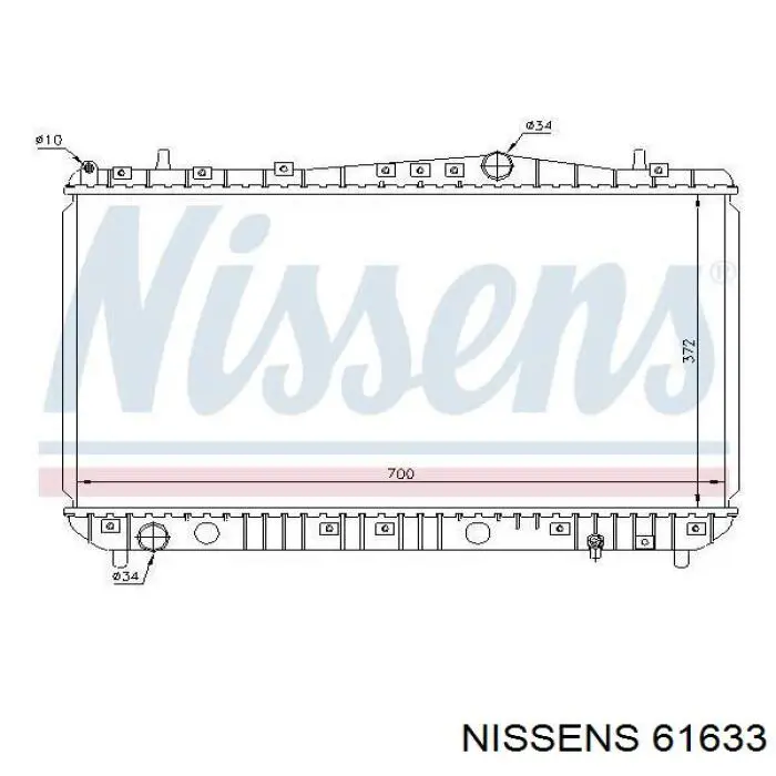 Radiador refrigeración del motor 61633 Nissens