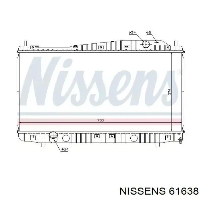 Радіатор охолодження двигуна 61638 Nissens