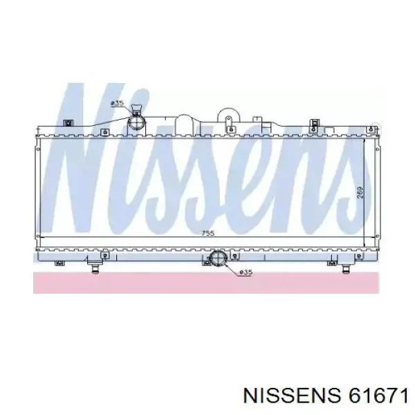 Radiador refrigeración del motor 61671 Nissens