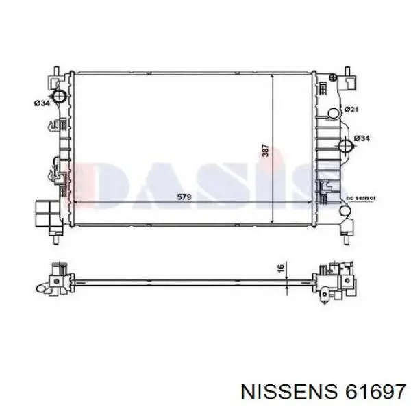 Радиатор охлаждения двигателя Nissens 61697 цена, от 112.65 USD