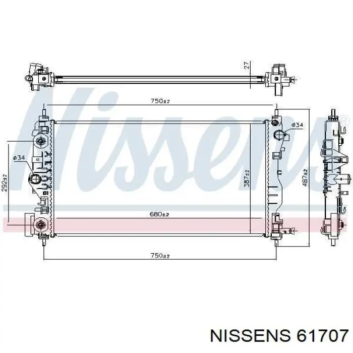 61707 Nissens radiador de esfriamento de motor