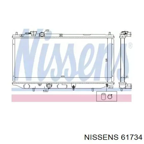 Radiador refrigeración del motor 61734 Nissens