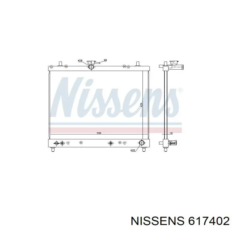 Radiador refrigeración del motor 617402 Nissens