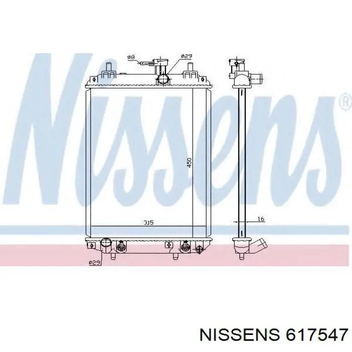 Radiador refrigeración del motor 617547 Nissens