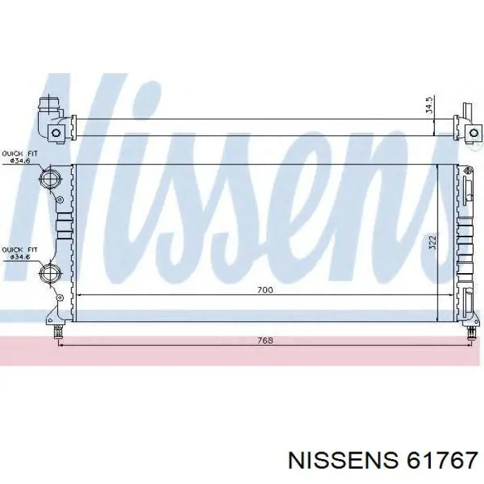 Радиатор охлаждения двигателя Nissens 61767 цена, от 58.28 USD