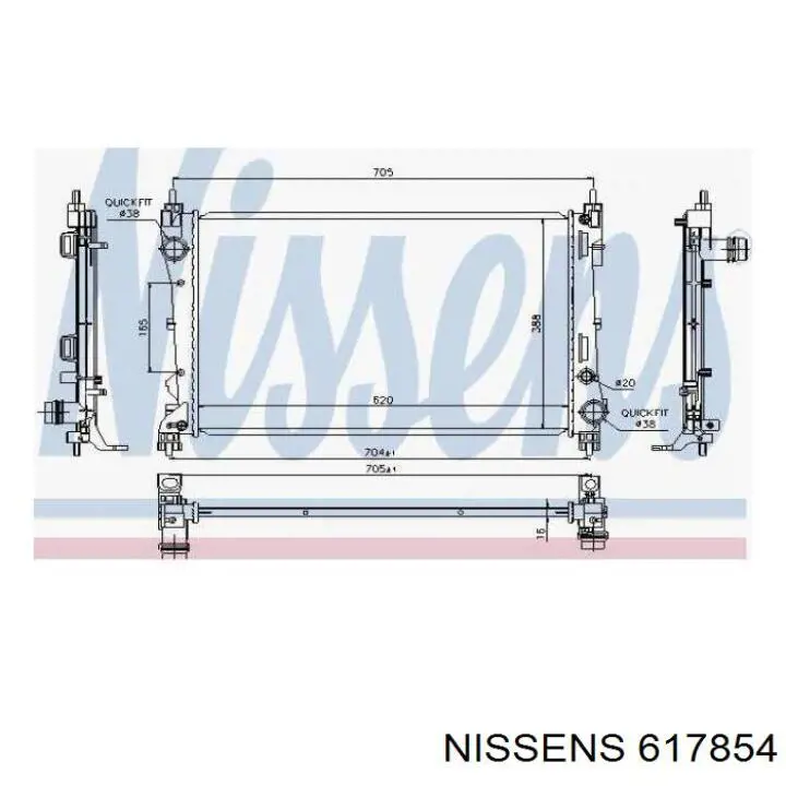 Radiador refrigeración del motor 617854 Nissens