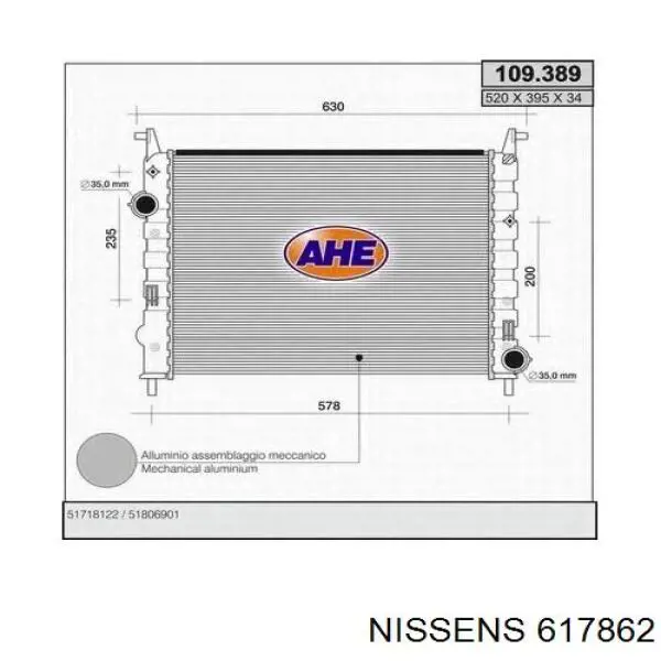 Радиатор охлаждения двигателя Nissens 617862 цена, от 51.35 USD