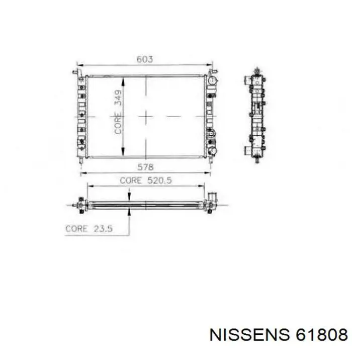 Купить 61808 Nissens Радиатор водяной