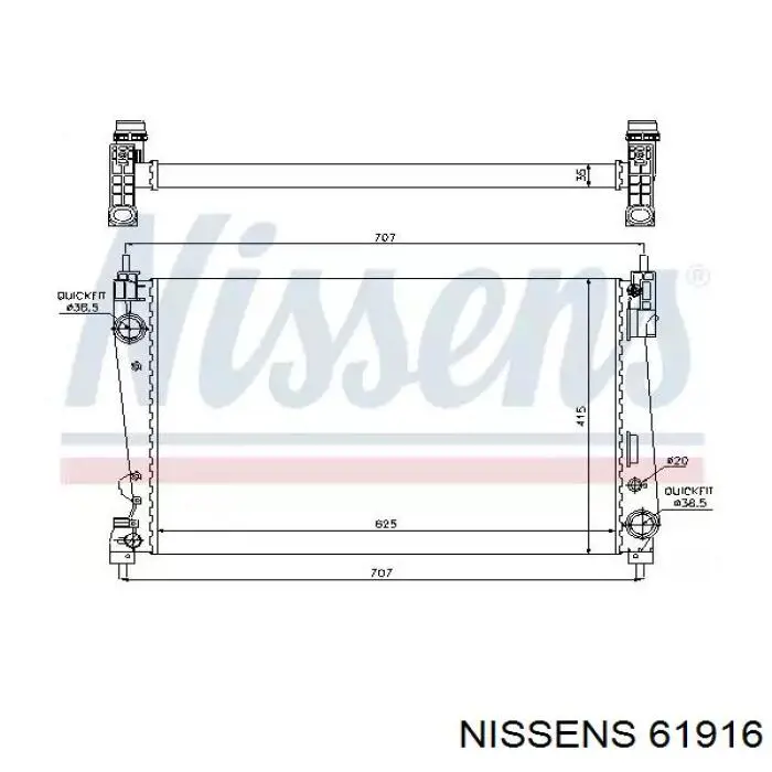 Radiador refrigeración del motor 61916 Nissens