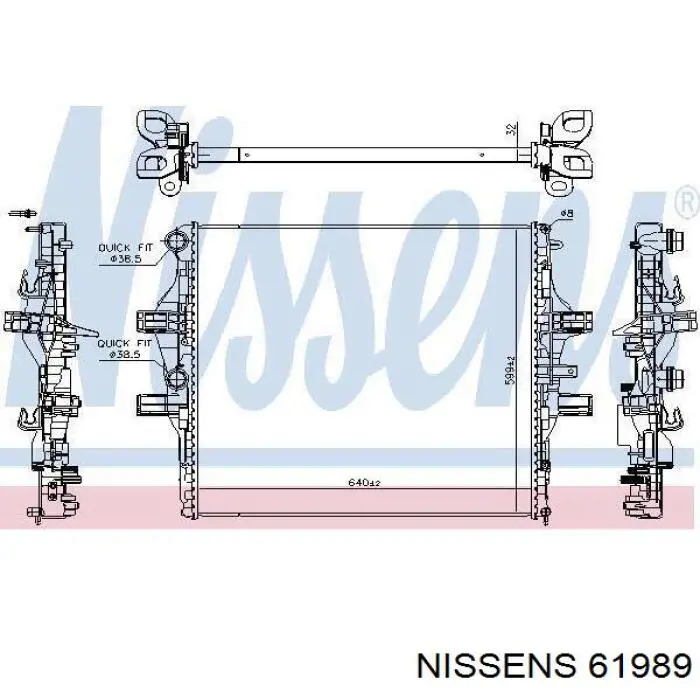 Radiador refrigeración del motor 61989 Nissens