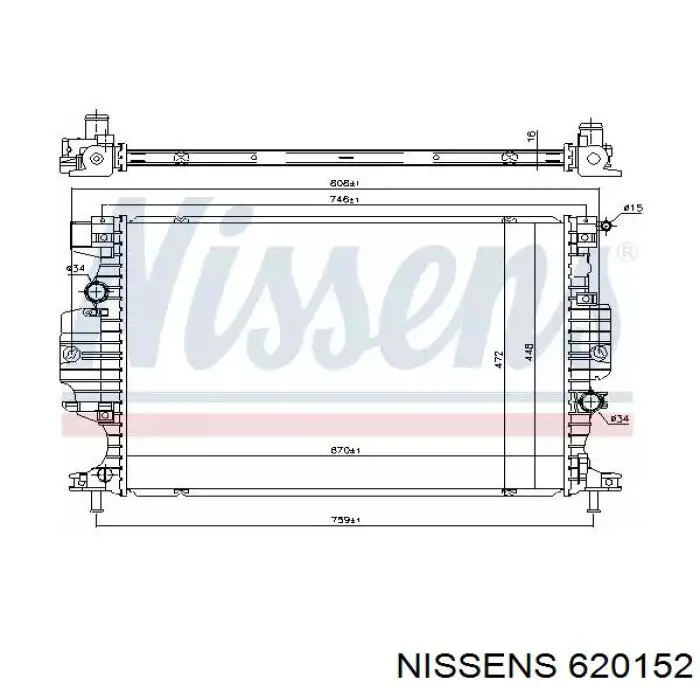 Radiador refrigeración del motor 620152 Nissens