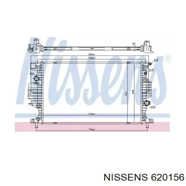 Radiador refrigeración del motor 620156 Nissens