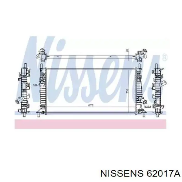 Радиатор охлаждения двигателя Nissens 62017A цена, от 75.09 USD