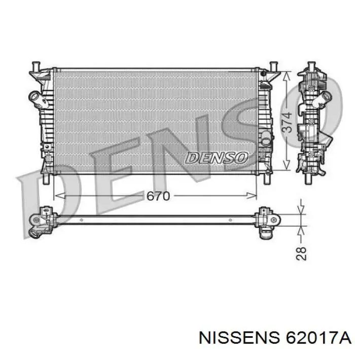 Radiador refrigeración del motor 62017A Nissens