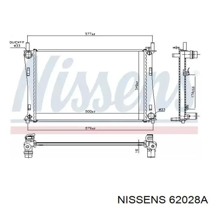 Radiador refrigeración del motor 62028A Nissens