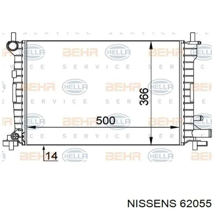 Radiador refrigeración del motor 62055 Nissens