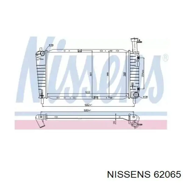 Radiador refrigeración del motor 62065 Nissens