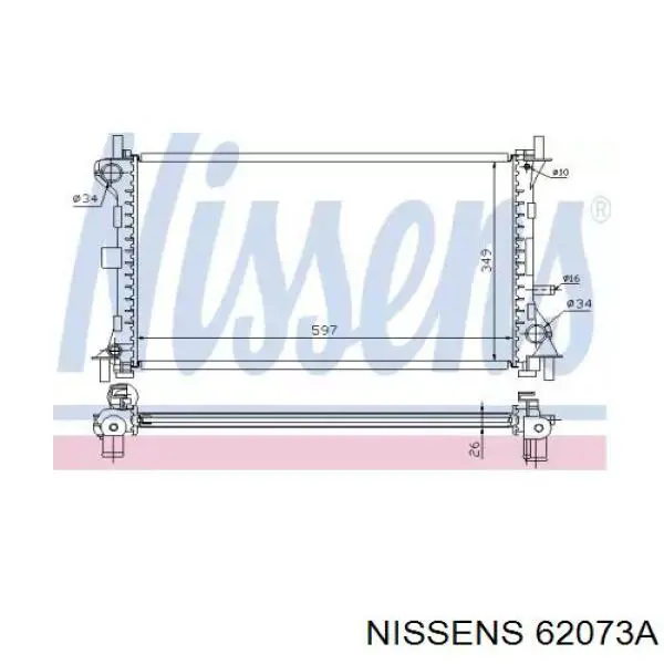 Radiador refrigeración del motor 62073A Nissens