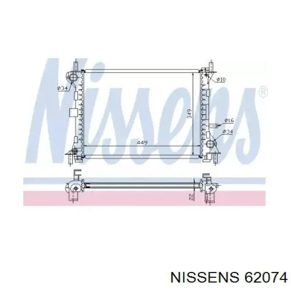 Радиатор охлаждения двигателя Nissens 62074 цена, от 75.64 USD