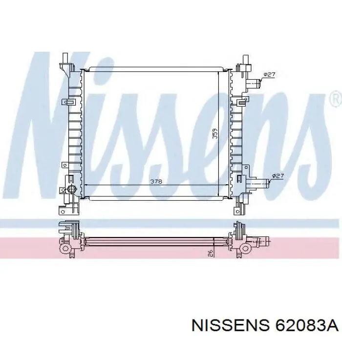 Radiador refrigeración del motor 62083A Nissens
