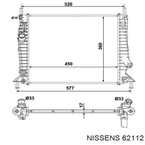 Radiador refrigeración del motor 62112 Nissens