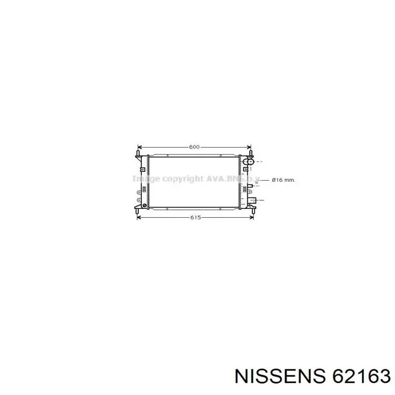 Radiador refrigeración del motor 62163 Nissens