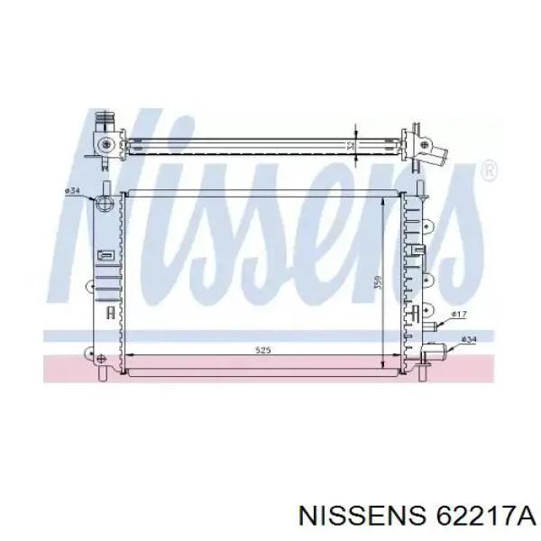 Радиатор охлаждения двигателя Nissens 62217A цена, от 64.60 USD
