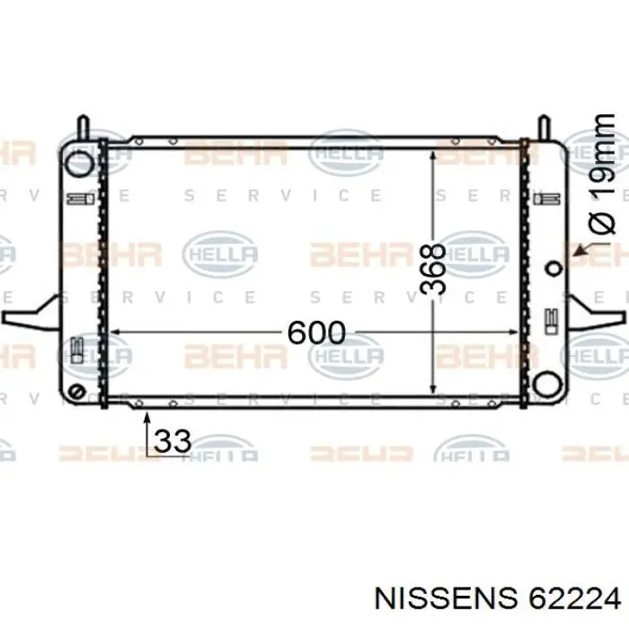 Radiador refrigeración del motor 62224 Nissens