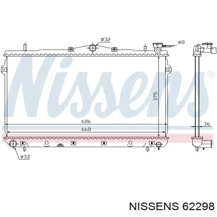 Radiador refrigeración del motor 62298 Nissens