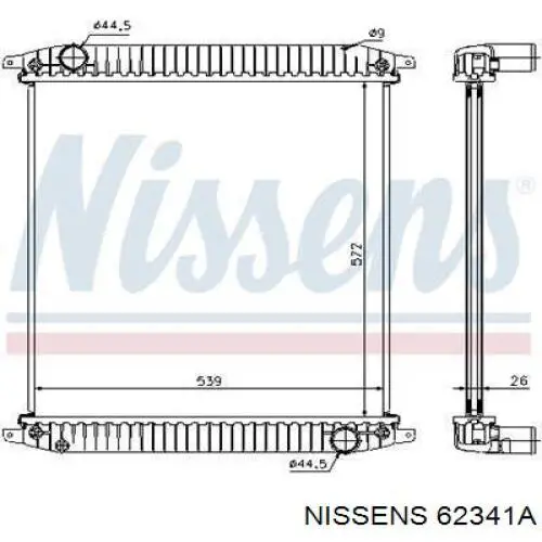 Radiador refrigeración del motor 62341A Nissens