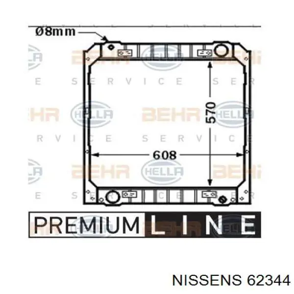 Radiador refrigeración del motor 62344 Nissens