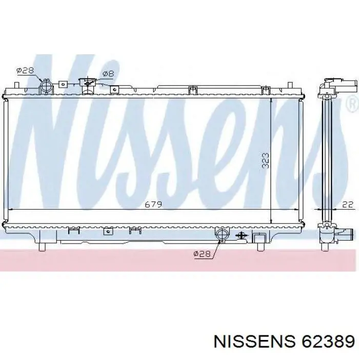 Radiador refrigeración del motor 62389 Nissens