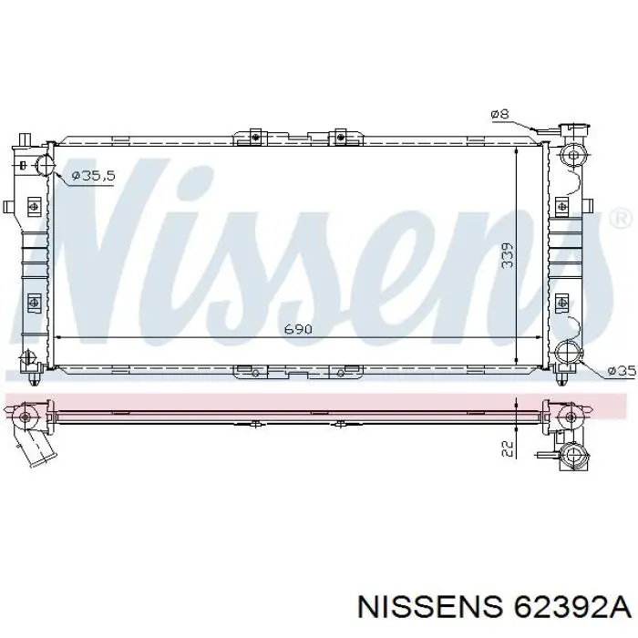 Radiador refrigeración del motor 62392A Nissens