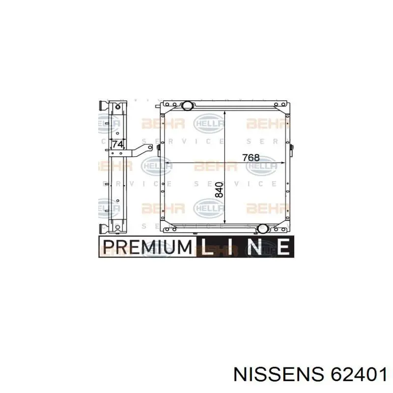 Radiador refrigeración del motor 62401 Nissens