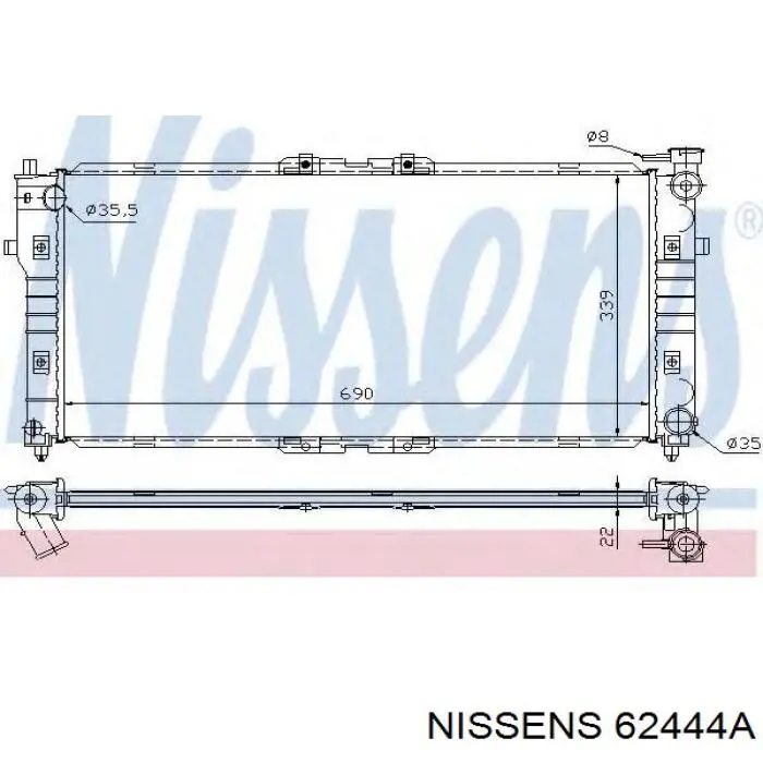 Радиатор охлаждения двигателя Nissens 62444A цена, от 183.46 USD