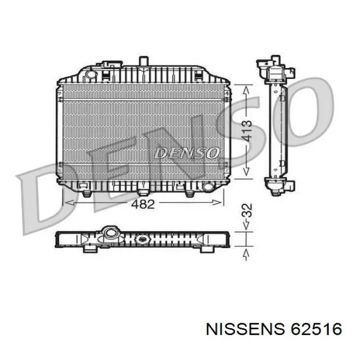 Radiador refrigeración del motor 62516 Nissens