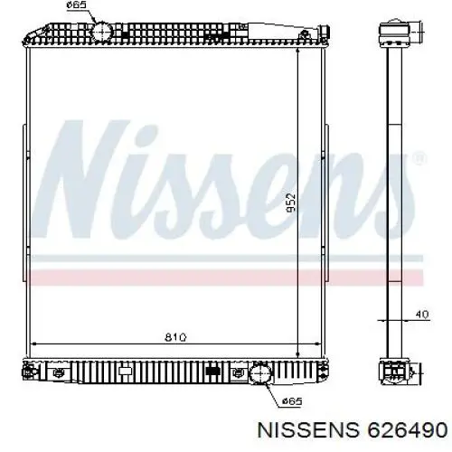 Radiador refrigeración del motor 626490 Nissens