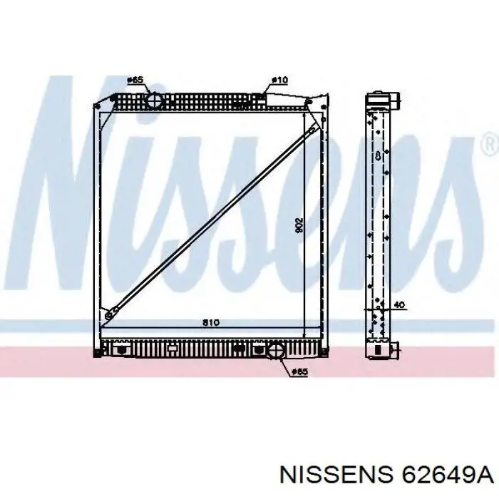 Radiador refrigeración del motor 62649A Nissens