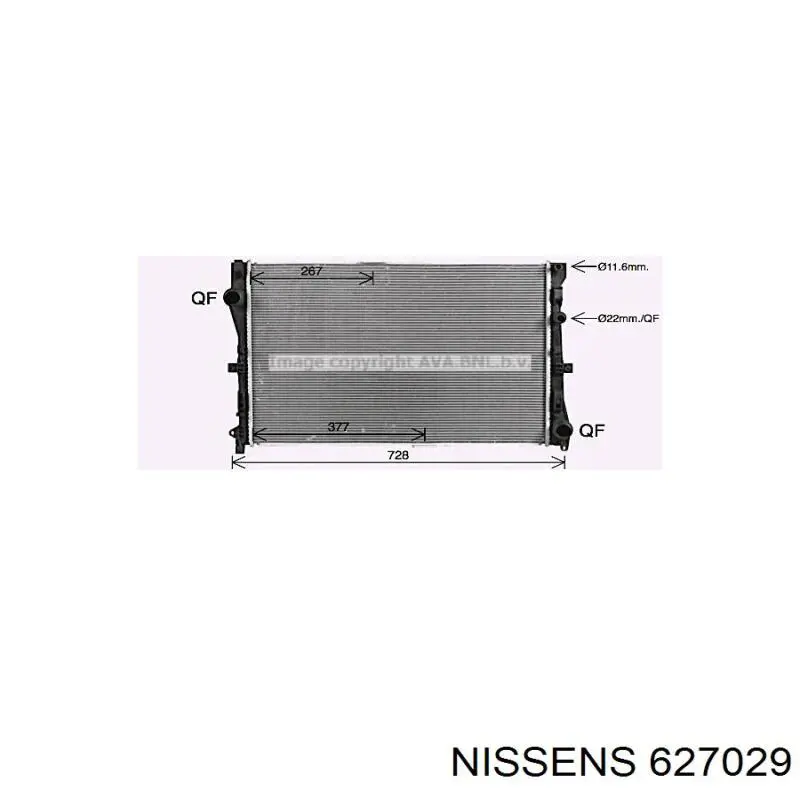 Radiador refrigeración del motor 627029 Nissens