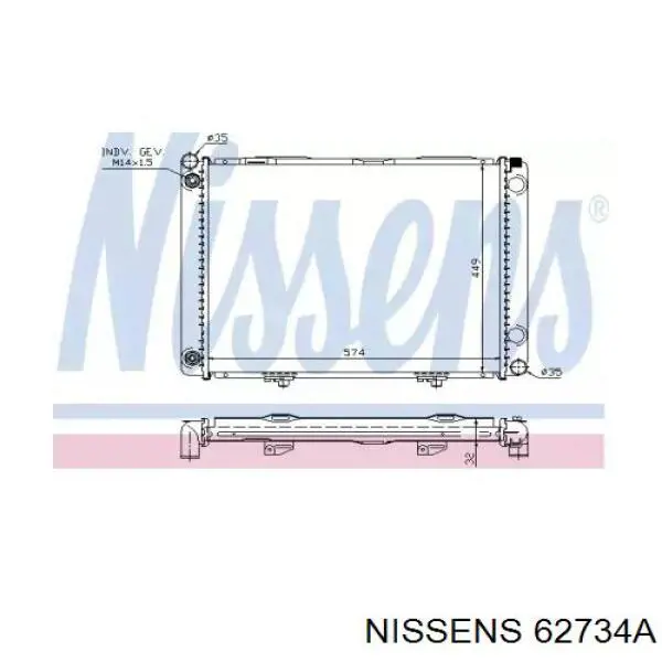 Радиатор охлаждения Nissens 62734A