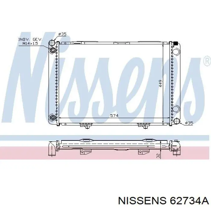 Радиатор охлаждения двигателя Nissens 62734A цена, от 116.77 USD