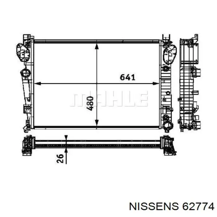 Купить 62774 Nissens Радиатор водяной