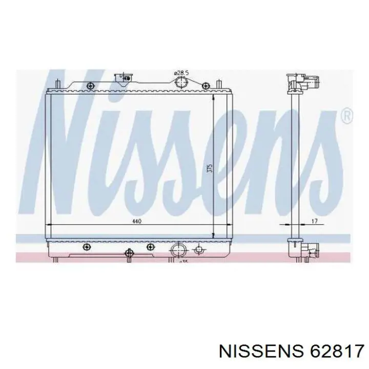 Radiador refrigeración del motor 62817 Nissens