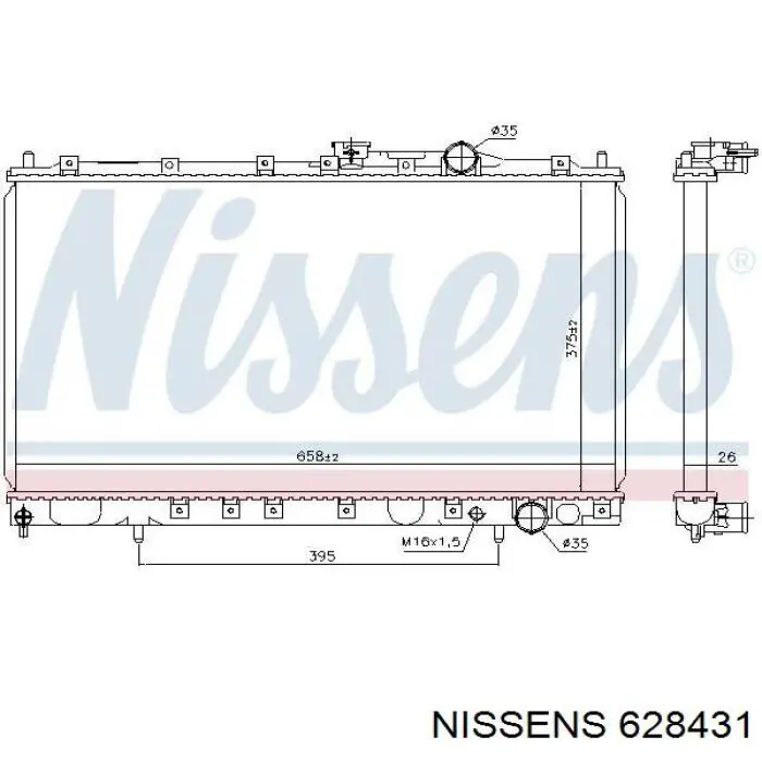 Radiador refrigeración del motor 628431 Nissens