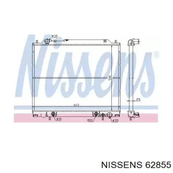 Radiador refrigeración del motor 62855 Nissens